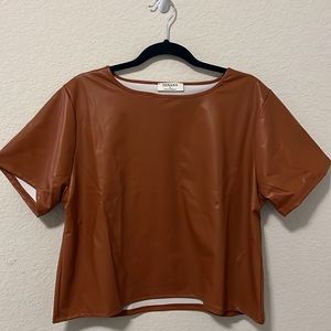 Zenana Cropped Tan Large Top